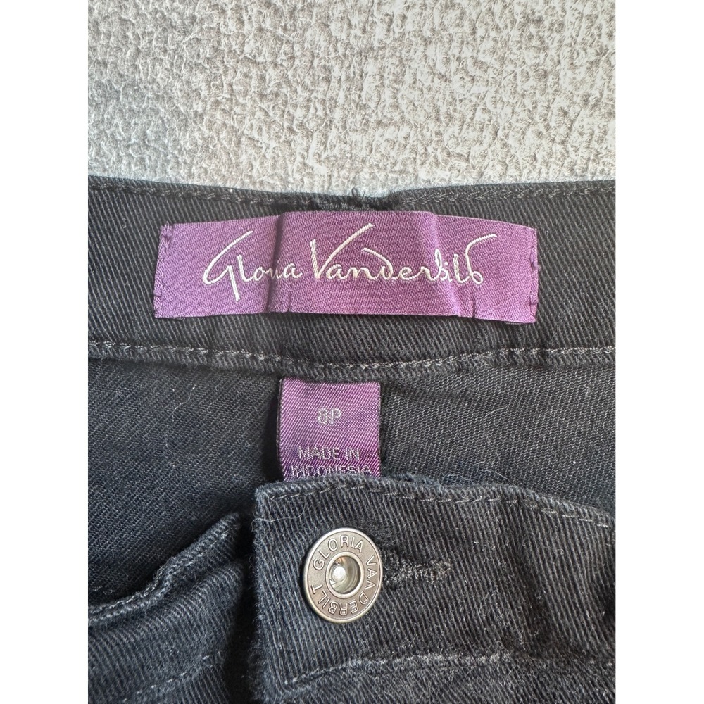 Gloria Vanderbilt Amanda Tapered Jeans Womens 8P Black Denim Stretch High Rise - Picture 3 of 13